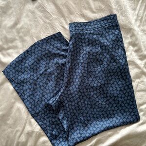 Mango Satin Floral Printed Pajama Style Trousers Pants In Blue Floral Size L